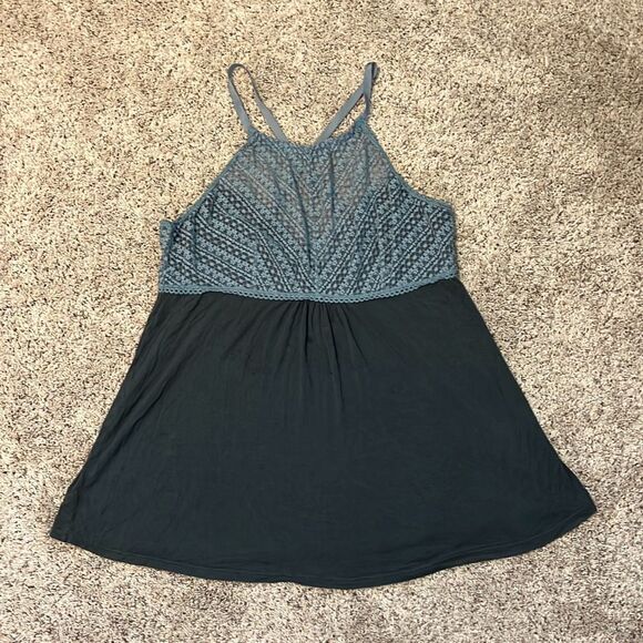 Adore Me Gray and Blue Lace Cross Strap Tank 2X - Picture 1 of 5